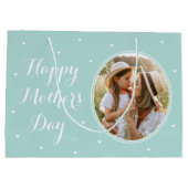 母エレガントの日フォトミントパーソナライズされたグリーン ラージペーパーバッグ (裏面)