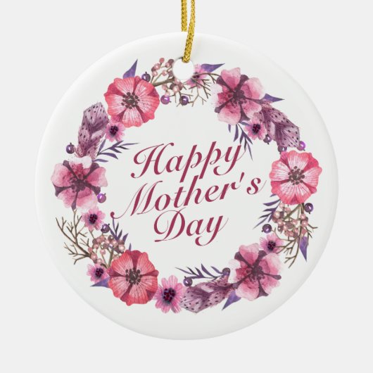 母エレガントの日フローラリースオーナメント セラミックオーナメント (正面)