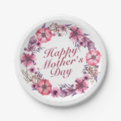母エレガントの日フローラリース紙プレート ペーパープレート (正面)