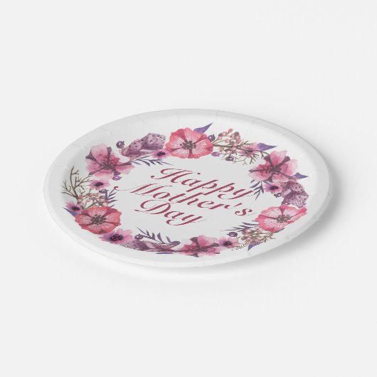 母エレガントの日フローラリース紙プレート ペーパープレート (アングル)