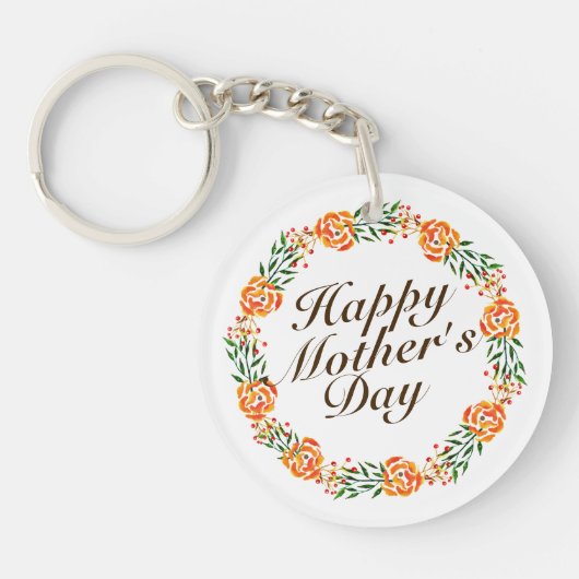 母エレガントの日フローラリース |キーチェーン キーホルダー (正面)