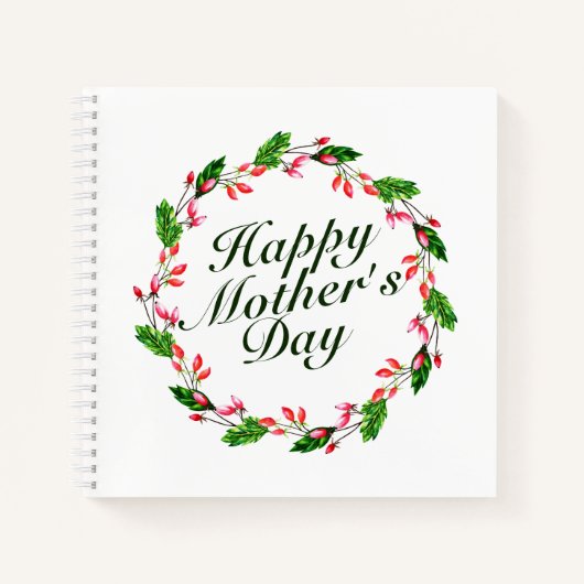 母エレガントの日フローラリース |ノートブック ノートブック (正面)