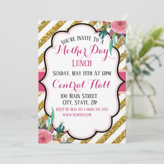 母エレガントの日招待状フラットカード 招待状 (スタンド正面)