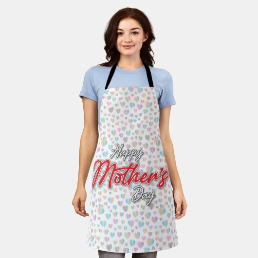 母エレガントカラフルの日デザインエプロン エプロン (着用した状態)