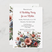 母エレガントハッピーバースデーパーティの招待状 招待状 (正面/裏面)