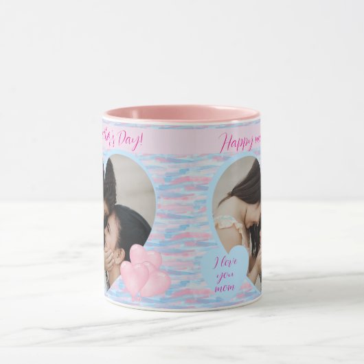 母エレガントパーソナライズされた日ハート写真 マグカップ (中央)