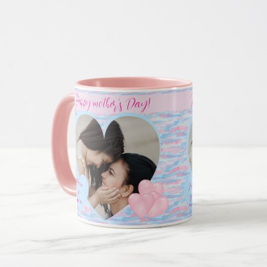 母エレガントパーソナライズされた日ハート写真 マグカップ (正面左)