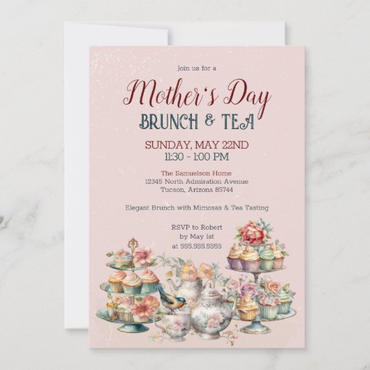 母エレガントビクトリアンの日ブランチ茶パーティー 招待状 (正面)