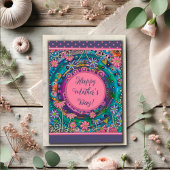 母エレガントフローラかわいらしピンクブルー母の日 カード