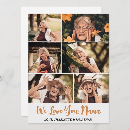 母エレガントモダン母の日おばあちゃんの写真コラージュ シーズンカード (正面/裏面)