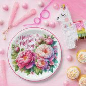 母エレガント日ピンクフローラ紙プレート ペーパープレート (パーティー)