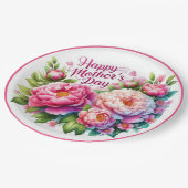 母エレガント日ピンクフローラ紙プレート ペーパープレート (アングル)