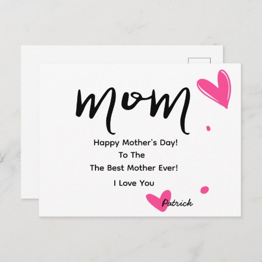 母エレガント母の日のハート シーズンポストカード (正面/裏面)