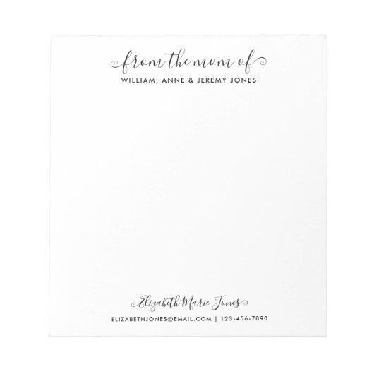 母エレガント母脚本の家族モダン ノートパッド (正面)