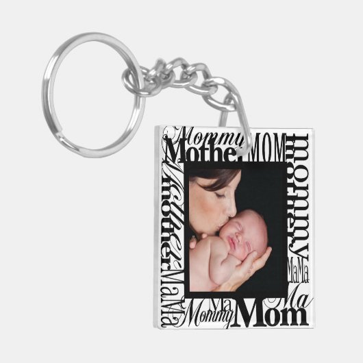 母カスタマイズの日ワードコラージュ写真キーチェーン キーホルダー (正面左)
