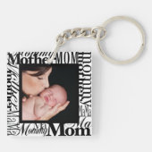 母カスタマイズの日ワードコラージュ写真キーチェーン キーホルダー (裏面)