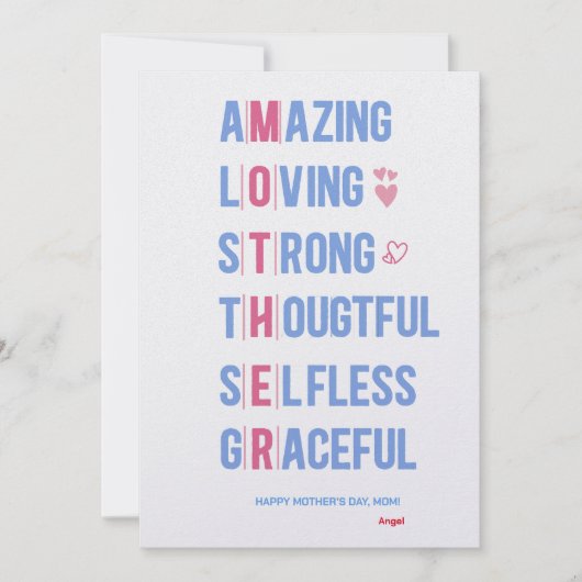 母カスタムの日の素晴らしい母の資質カード シーズンカード (正面)