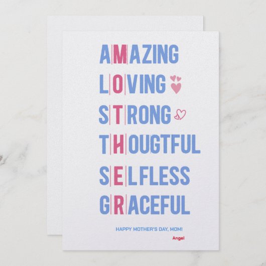 母カスタムの日の素晴らしい母の資質カード シーズンカード (正面/裏面)