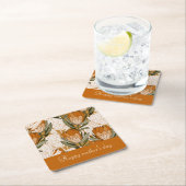 母カスタムの日の茶色のフローラの上品な スクエアペーパーコースター (インサイチュ)