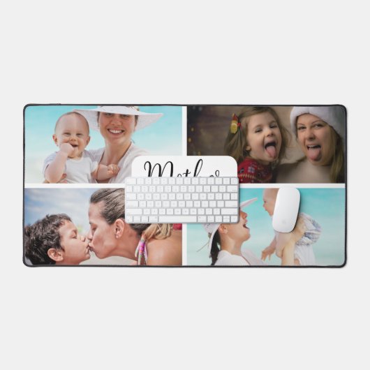 母カスタム母の日の写真コラージュ デスクマット (キーボード&マウス)