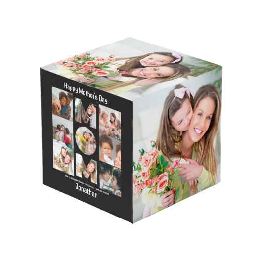 母カスタム母への贈り物の日13写真コラージュ フォトキューブ (正面アングル)
