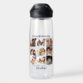母カスタム母への贈り物の日9 Photo Collage ウォーターボトル (背面)