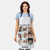 母カスタム母への贈り物の日9 Photo Collage エプロン (着用した状態)