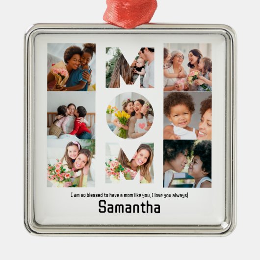 母カスタム母への贈り物の日9 Photo Collage メタルオーナメント (正面)