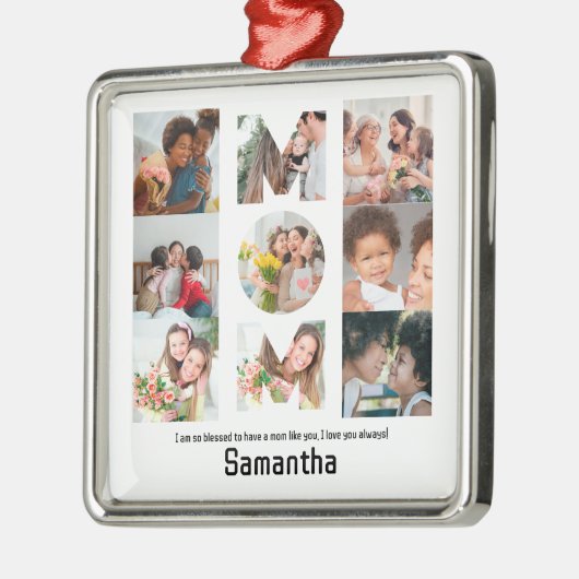 母カスタム母への贈り物の日9 Photo Collage メタルオーナメント (左)
