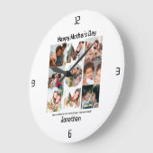 母カスタム母への贈り物の日9 Photo Collage ラージ壁時計 (傾斜)