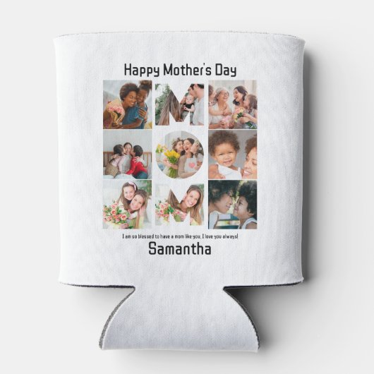 母カスタム母への贈り物の日9 Photo Collage 缶クーラー (裏面)