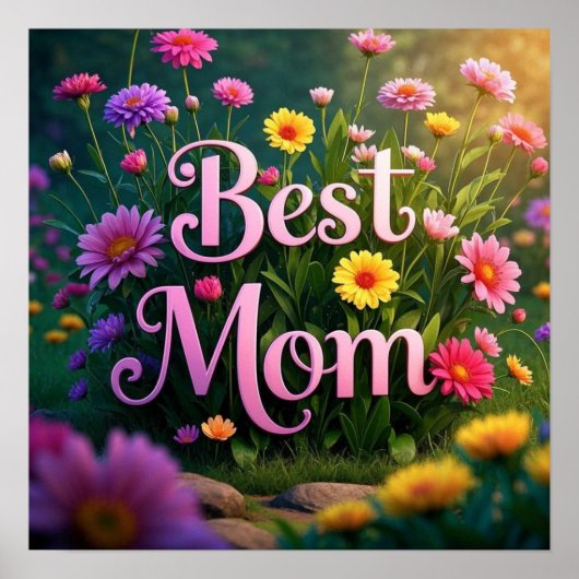 母カラフルの日の庭の花 ポスター (正面)