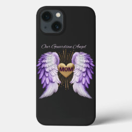 母ガーディアンエンジェルと翼と黄金のハート iPhone 13ケース