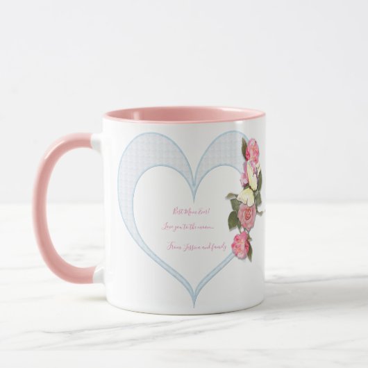 母ガーリーの日ピンクのフローラハート マグカップ (左)