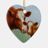 母ガーンジー牛とかわいい子牛 セラミックオーナメント (右)