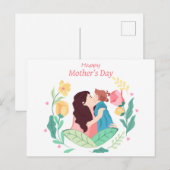 母キス娘の流れの背景 シーズンポストカード (正面/裏面)