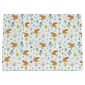 母キツネベビーキツネ森で眠る ラージペーパーバッグ (正面)