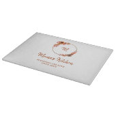 母ギフト感謝祭ハーベスト金ゴールドリースモノグラム カッティングボード (角)