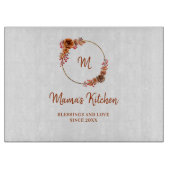 母ギフト感謝祭ハーベスト金ゴールドリースモノグラム カッティングボード (正面)