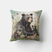 母クマ 子熊 ちょうちょ 花 絵画 クッション (裏面)
