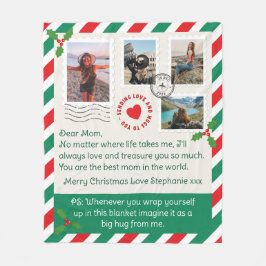 母クリスマスレターフォトコラージュハグ フリースブランケット