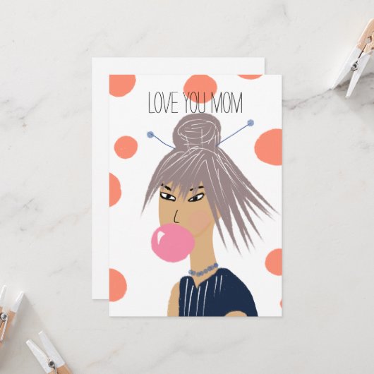 母クールおもしろい母の日バブルガム カード (正面/裏面インサイチュ)