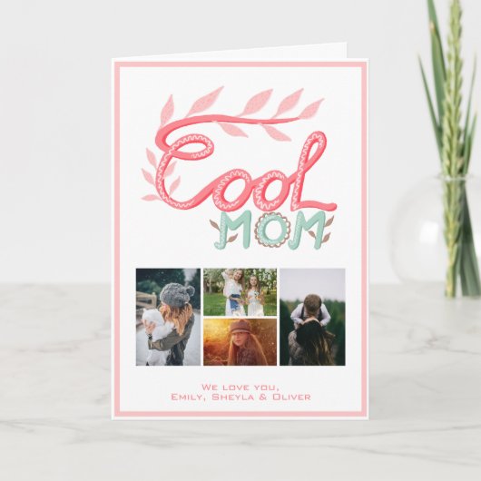 母クール手レタリング母の日4写真 カード (正面)