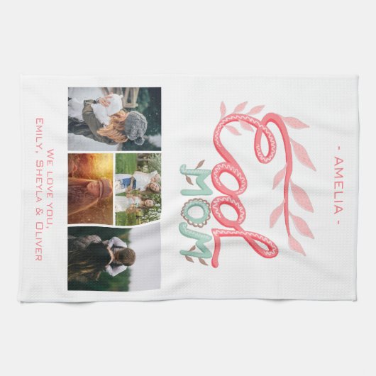 母クール手レタリング母の日4写真 キッチンタオル (横)