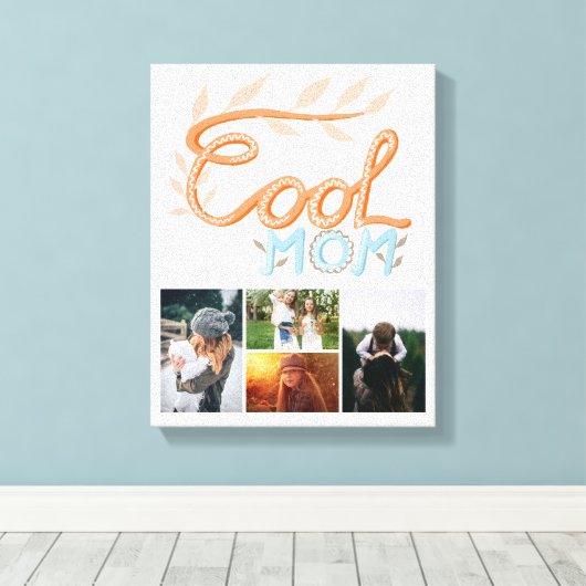 母クール手レタリング母の日4写真 キャンバスプリント (インサイチュ (ウッドフロア))