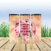 母クール金ゴールドグリッターピンクの花 タンブラー