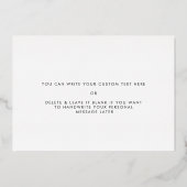 母コンテンポラリー結婚式の日バラ金ゴールドカード 箔招待状 (裏面)