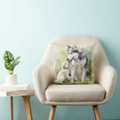 母シベリアのハスキー犬の母の背絵を描景 クッション (椅子)