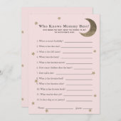 母シャワーゲームピンクカードを知っている三日月 招待状 (正面/裏面)