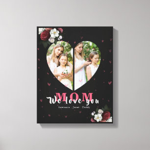 母シンプルの日に贈る黒いハート形のプレゼント キャンバスプリント
